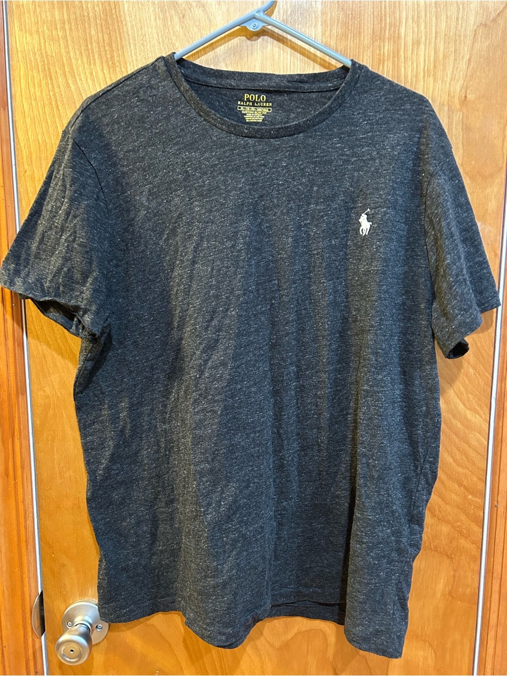Polo Ralph Lauren Mens Charcoal Gray Heathered T-Shirt Custom Slim Fit XL